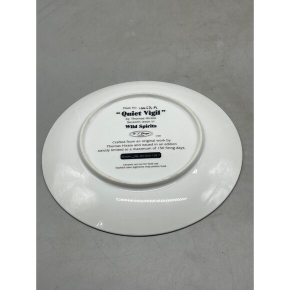 bradex collector plate quiet vigil 1993 by Hirata 10052A wild spirits 8" READ - Picture 3 of 4